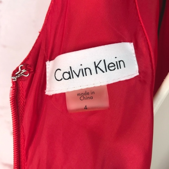 CALVIN KLEIN Halter Neck Size 4 Red Crepe Floor Length Maxi Gown Prom Dress - Picture 8 of 16